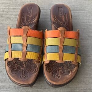 Born Multicolor leather Woven Sandals boho bohemian cottsgecore comfort size 10